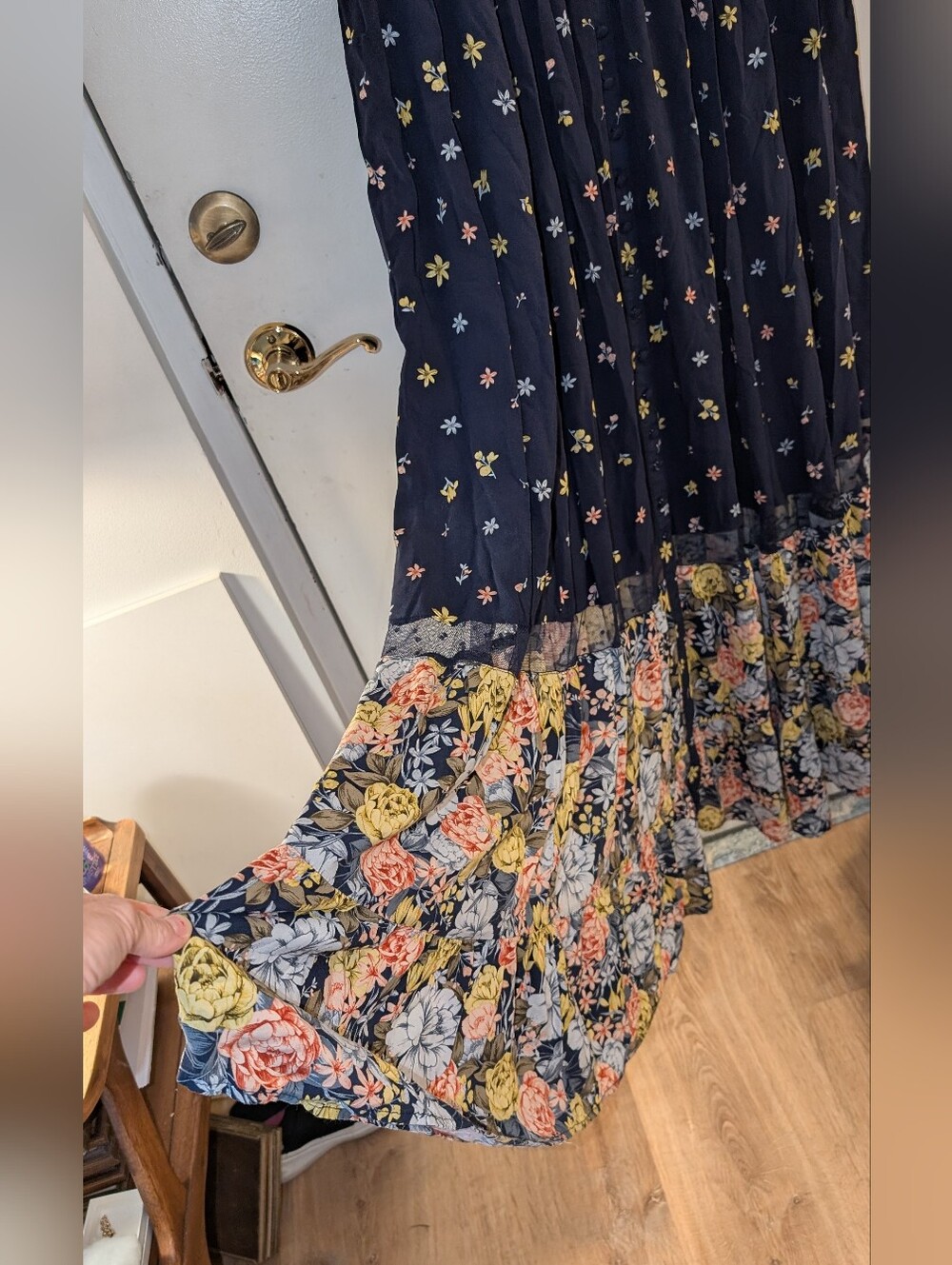 Torrid Navy Floral Tiered Maxi with Multicolor Floral Hem - Picture 2 of 8